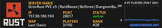 GrimRust PVE x5 |RaidBases|Skilltree|DungeonBases|Loot+|KITS|TP