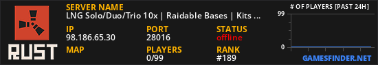 LNG Solo/Duo/Trio 10x | Raidable Bases | Kits | Shop | Backpack