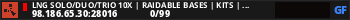 LNG Solo/Duo/Trio 10x | Raidable Bases | Kits | Shop | Backpack