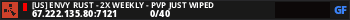 [US] Envy Rust - 2x Weekly - PVP Just Wiped